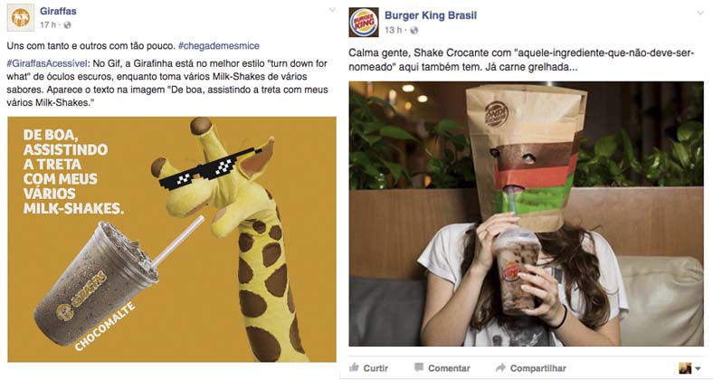 Burguer King e Giraffa's também se posicionaram na briga dos Fast Foods